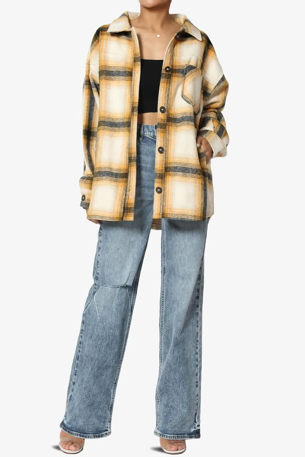 TheMogan Women's Distressed High Waist Dad Jeans Wide Straight Leg Relaxed Denim Pants