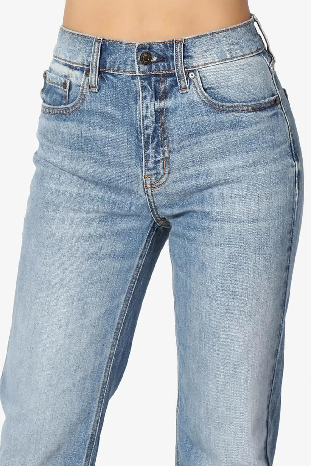 TheMogan Women's Distressed High Waist Dad Jeans Wide Straight Leg Relaxed Denim Pants