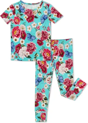 Toddler Boys Girls Pajamas Soft Bamboo Viscose Short Sleeve Top and Pants Summer 2 Piece PJs Set
