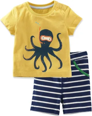 Toddler Boys Pajamas 100% Cotton Summer Pjs for Boy Jammies Dinosaur Dog Little Kids Clothes Sleepwear Short Sets Size 2-7T