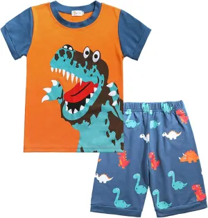Toddler Boys Pajamas 100% Cotton Summer Pjs for Boy Jammies Dinosaur Dog Little Kids Clothes Sleepwear Short Sets Size 2-7T