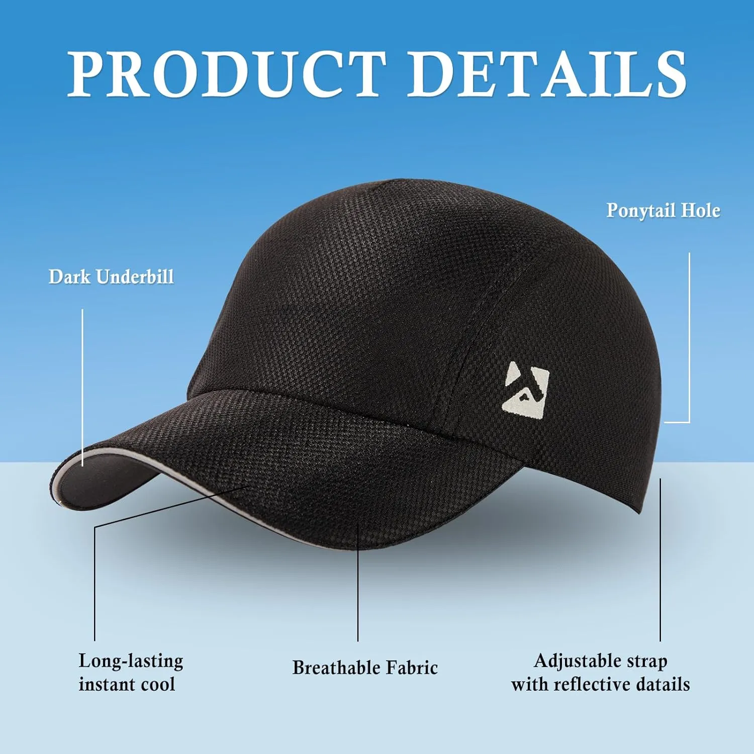 TOP-EX XL/XXL Ponytail Sun Baseball Cap for Women Cooling Running Hat Summer Breathable Mesh Hat