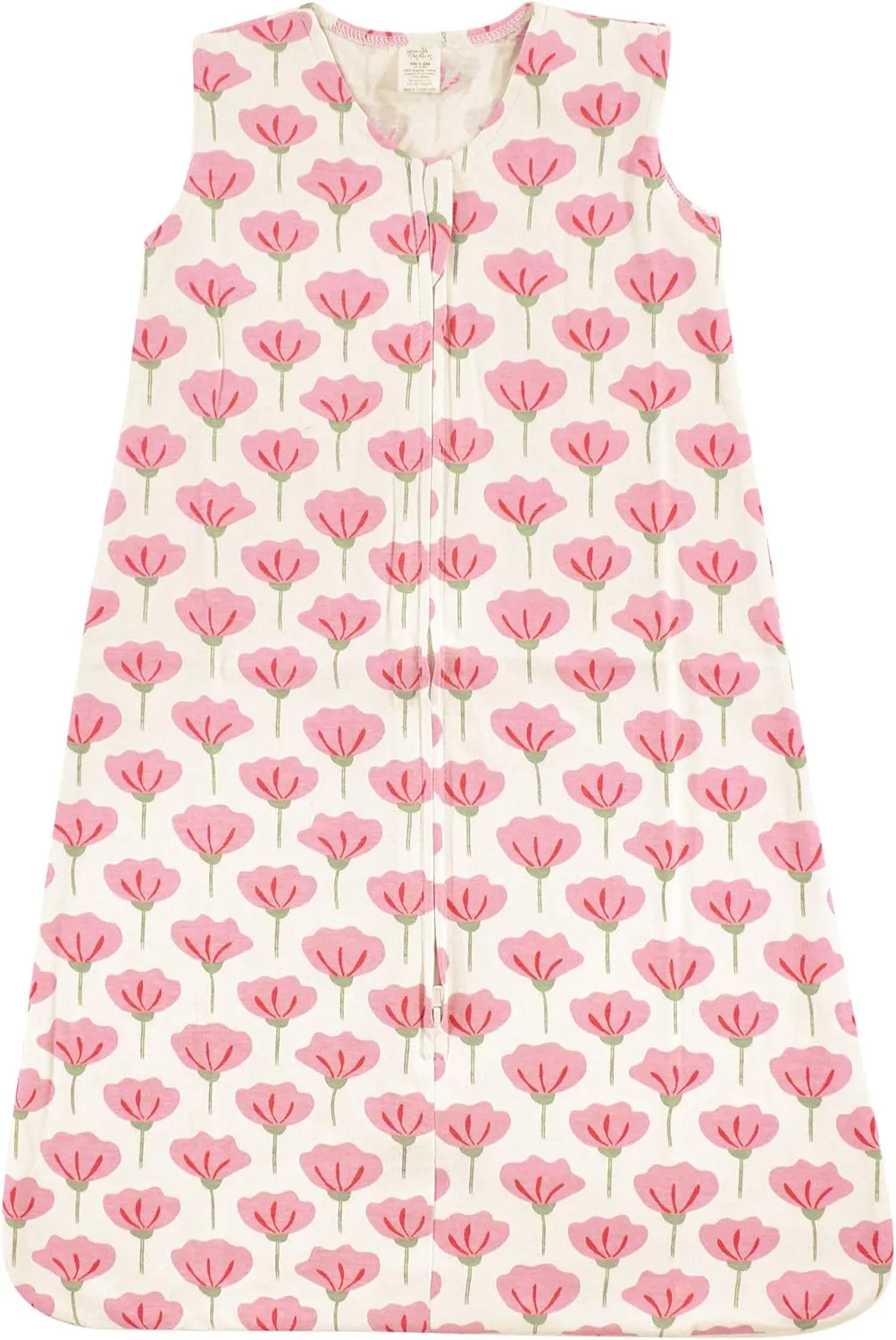 Touched by Nature Unisex Baby Organic Cotton Sleeveless Wearable Sleeping Bag, Sack, Blanket, Tulip, 0-6 Months