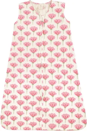 Touched by Nature Unisex Baby Organic Cotton Sleeveless Wearable Sleeping Bag, Sack, Blanket, Tulip, 0-6 Months