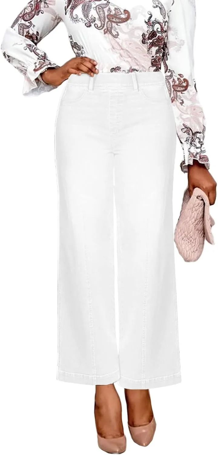 Trendy Womens Jeans, Casual Chic Soft Lightweight Straight Leg Womens Trousers