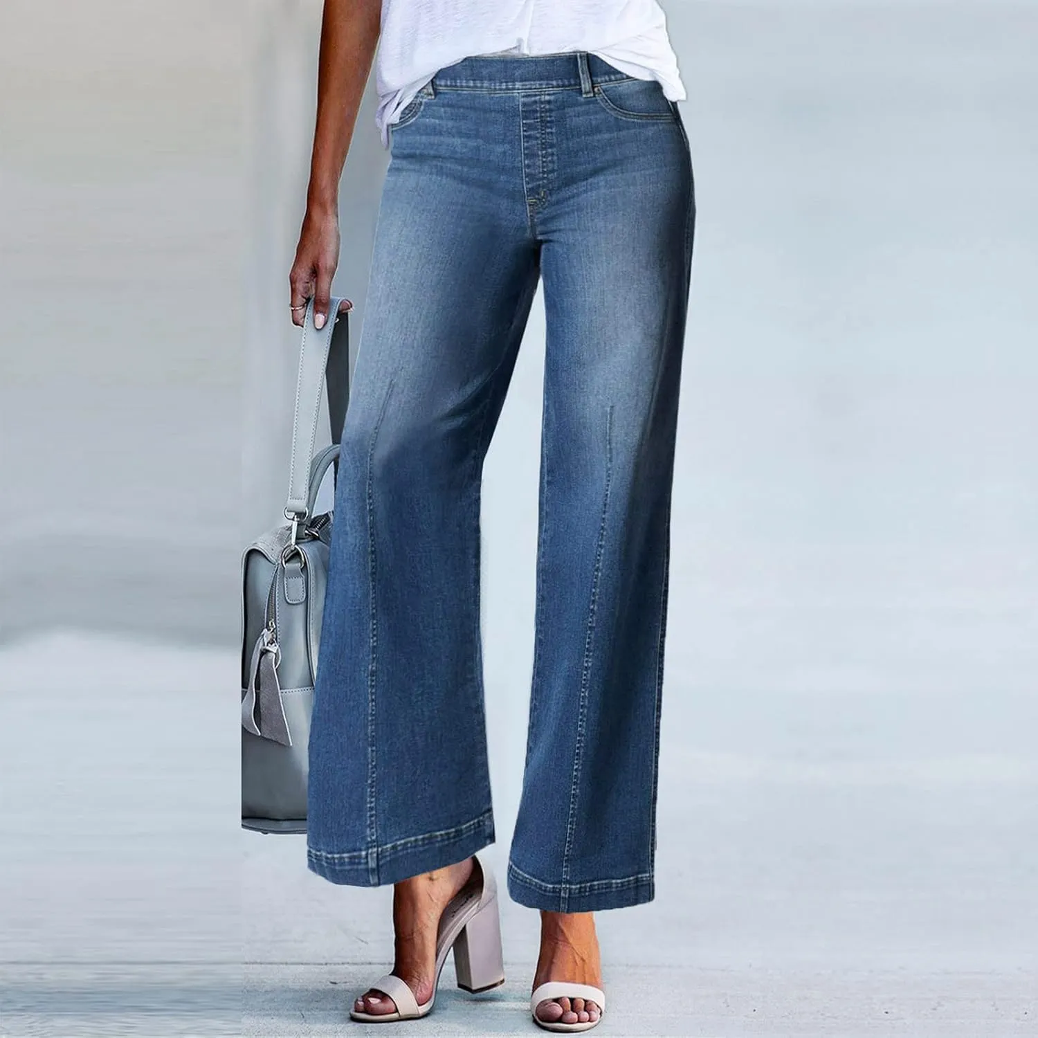 Trendy Womens Jeans, Casual Chic Soft Lightweight Straight Leg Womens Trousers