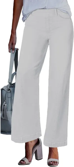 Trendy Womens Jeans, Casual Chic Soft Lightweight Straight Leg Womens Trousers