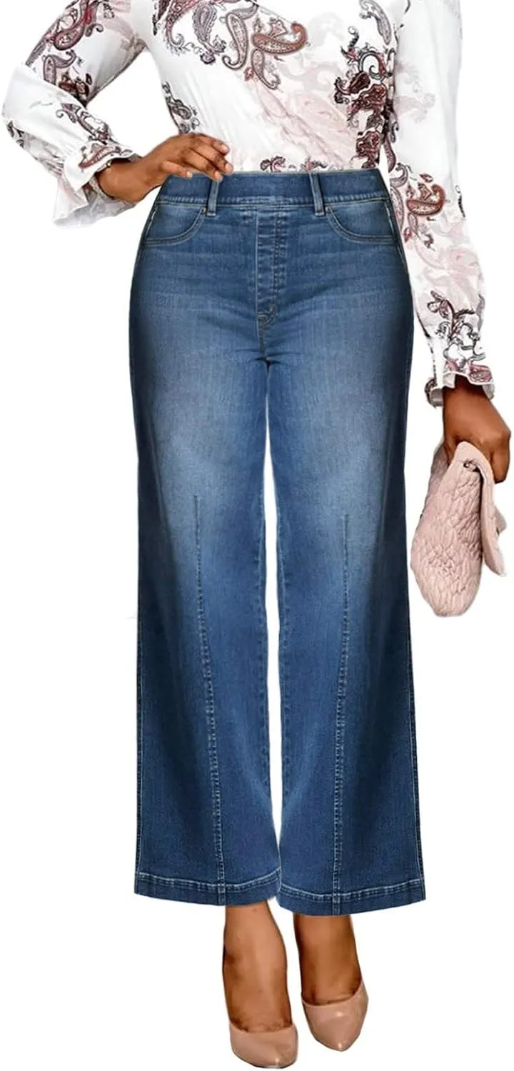 Trendy Womens Jeans, Casual Chic Soft Lightweight Straight Leg Womens Trousers