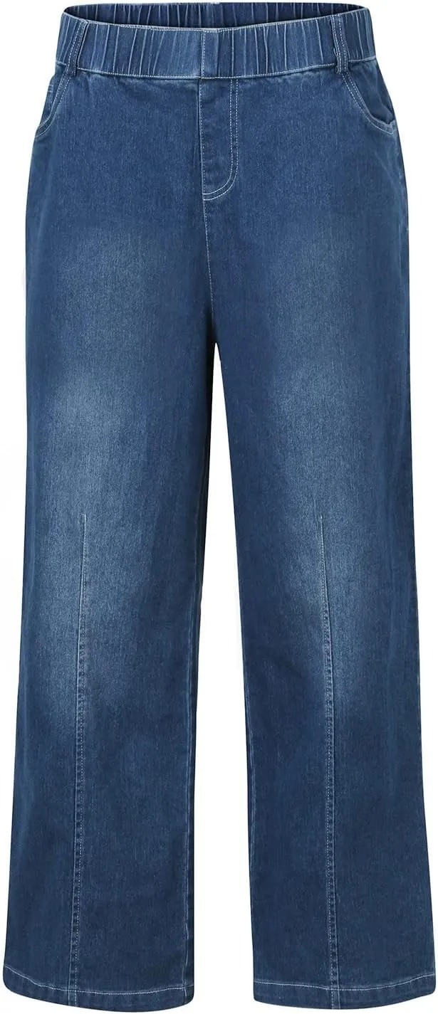 Trendy Womens Jeans, Casual Chic Soft Lightweight Straight Leg Womens Trousers