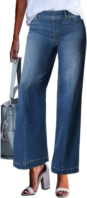 Trendy Womens Jeans, Casual Chic Soft Lightweight Straight Leg Womens Trousers