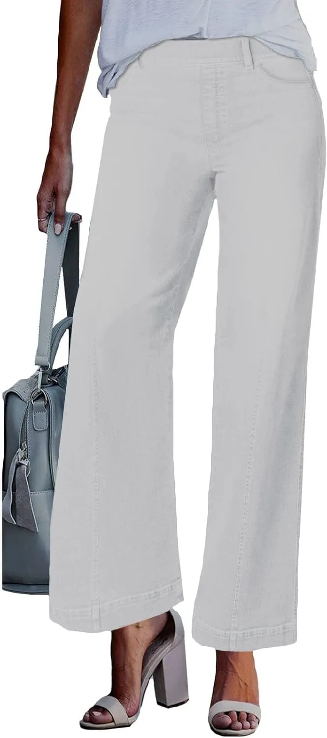 Trendy Womens Jeans, Casual Chic Soft Lightweight Straight Leg Womens Trousers