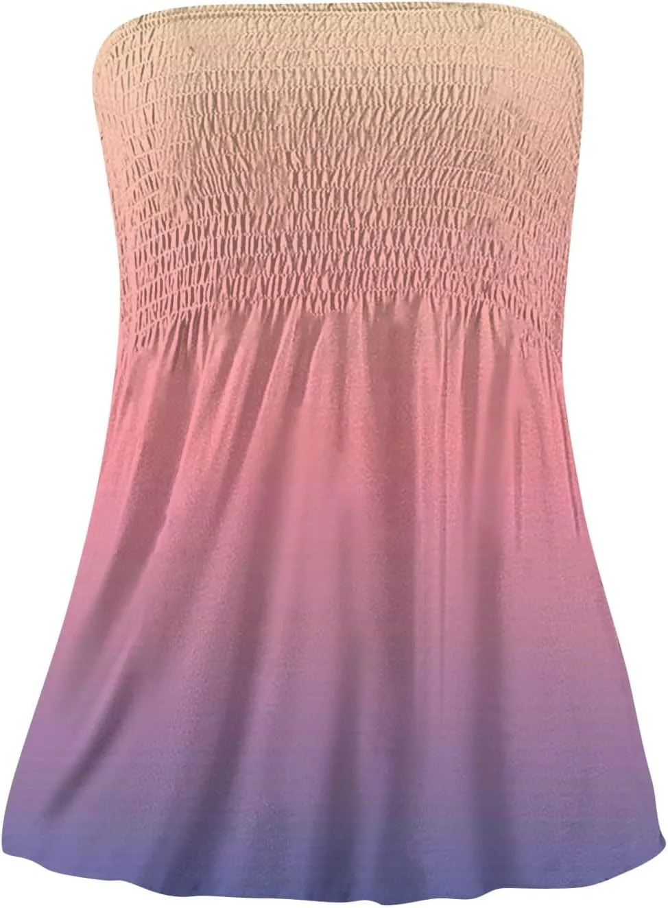 Tube Tops for Women Sleeveless Smocked Ruffled Tanks Strapless Floral Print Tube Tops Lightweight Sexy Bandeau