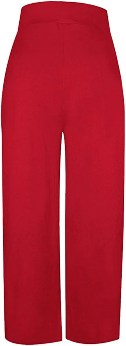 Uillui Palazzo Pants for Women Loose Baggy Wide Leg Pants High Waist Pleated Flowy Straight Trousers Casual Loungewear Pants