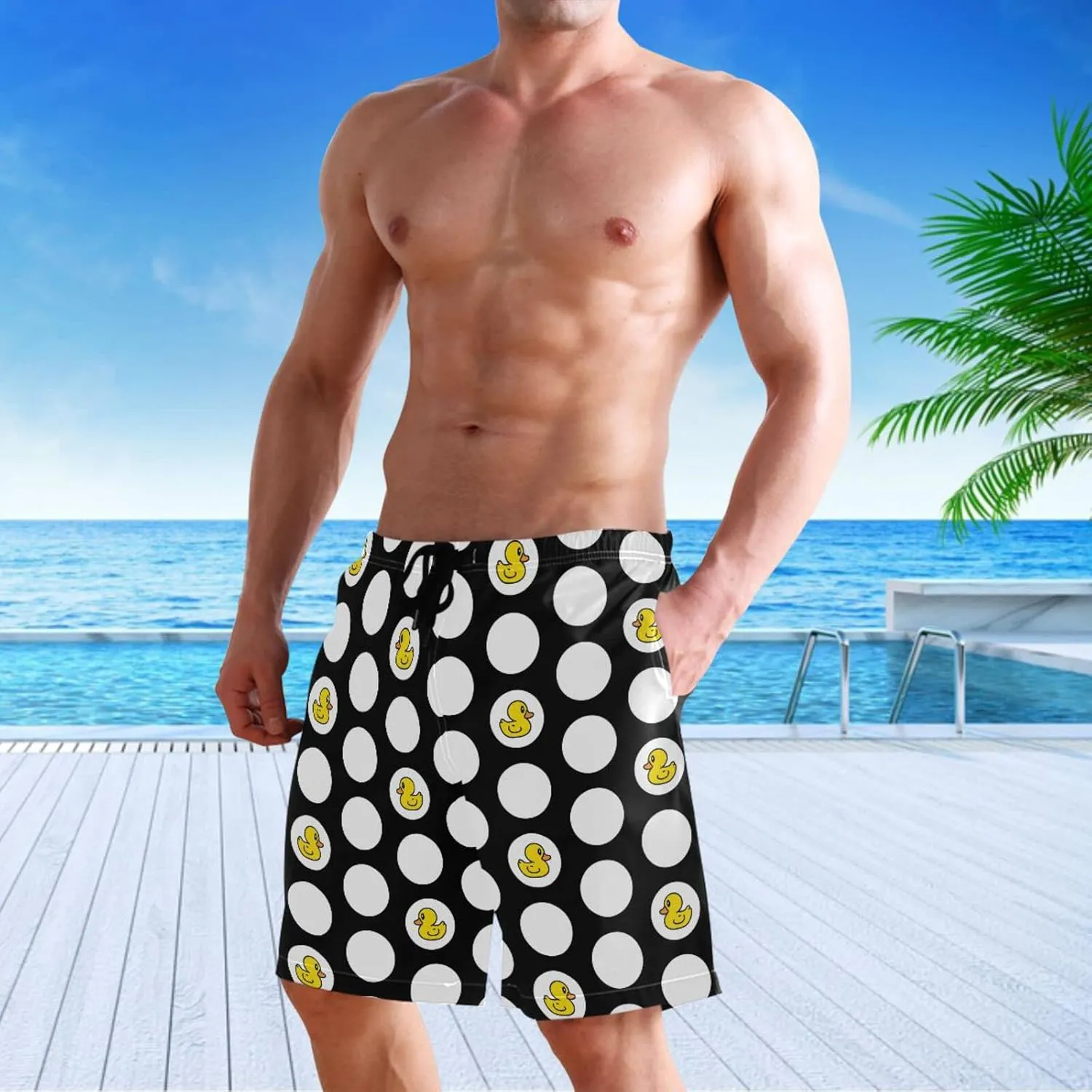 visesunny Funny Men's Swim Trunks Quick Dry Beach Board Shorts with Pockets Cool Mesh Lining Bathing Suits for Men