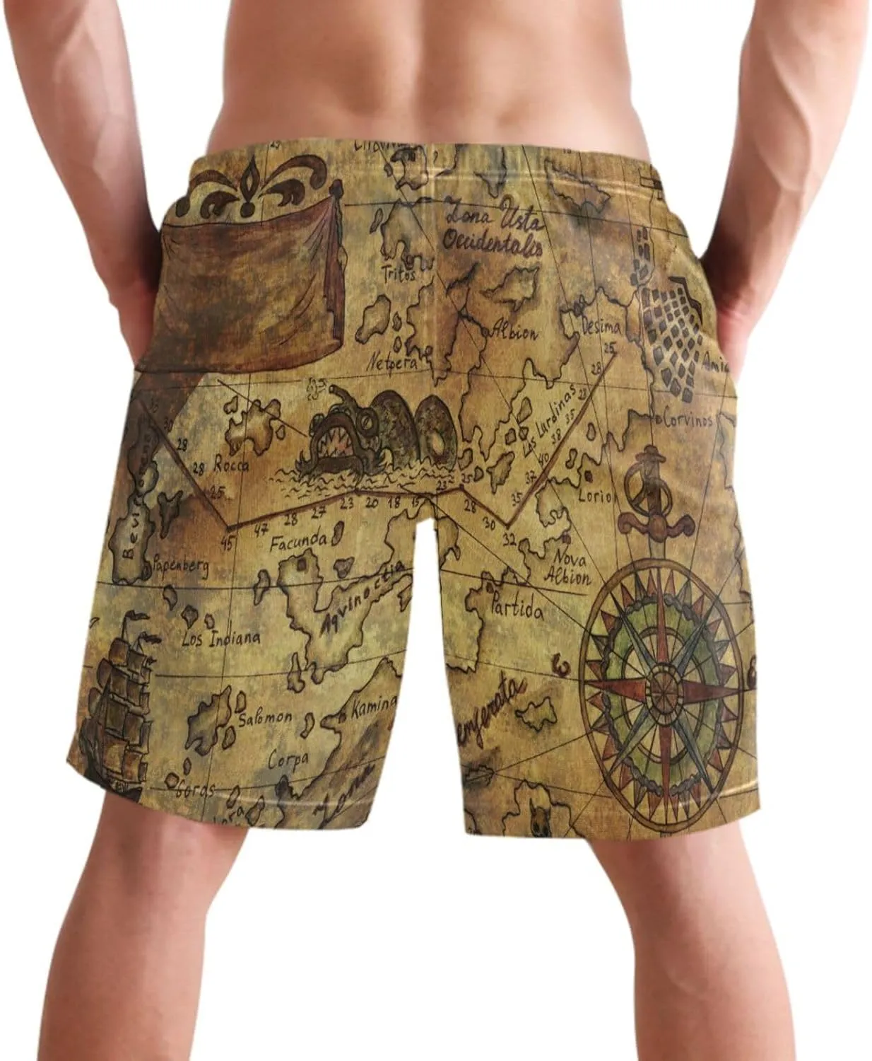 visesunny Funny Men's Swim Trunks Quick Dry Beach Board Shorts with Pockets Cool Mesh Lining Bathing Suits for Men