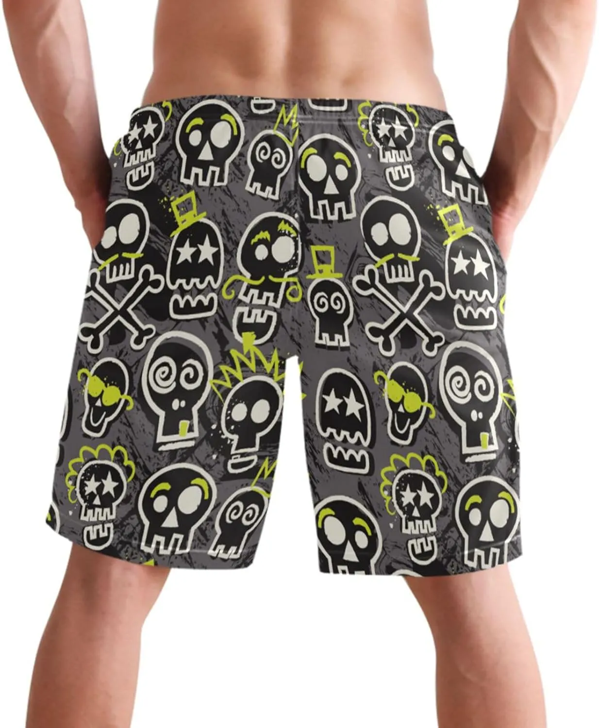 visesunny Funny Men's Swim Trunks Quick Dry Beach Board Shorts with Pockets Cool Mesh Lining Bathing Suits for Men