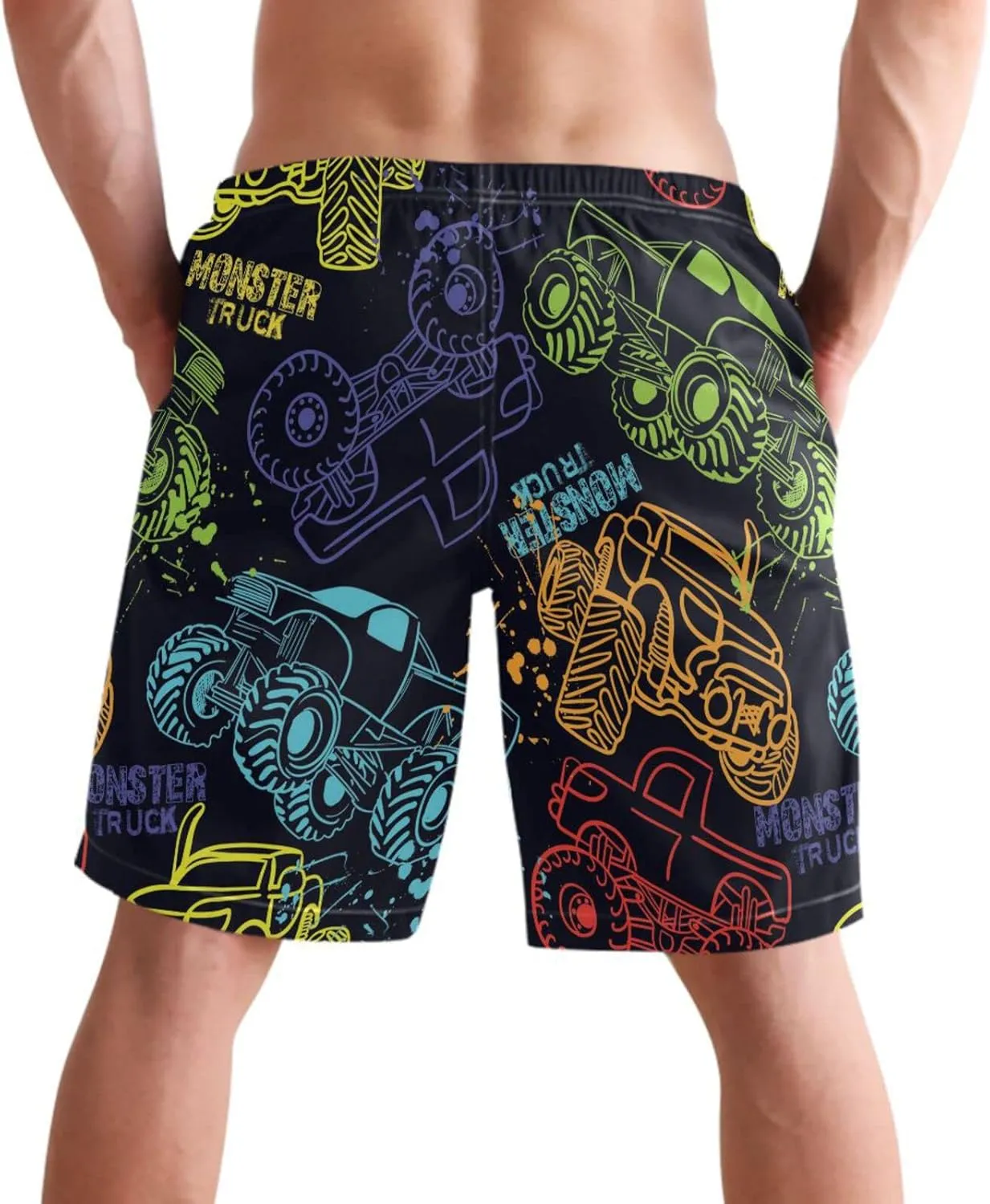 visesunny Funny Men's Swim Trunks Quick Dry Beach Board Shorts with Pockets Cool Mesh Lining Bathing Suits for Men