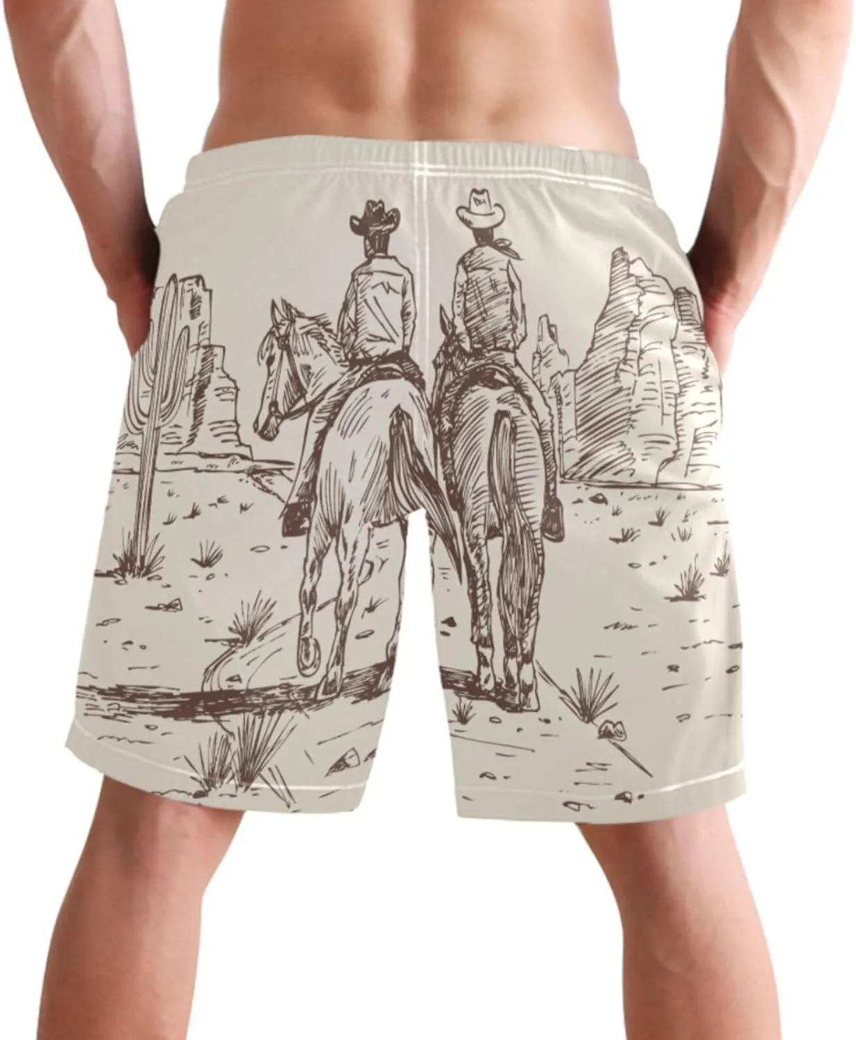 visesunny Funny Men's Swim Trunks Quick Dry Beach Board Shorts with Pockets Cool Mesh Lining Bathing Suits for Men
