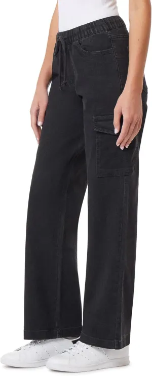 WallFlower Women's Tomboy Relaxed Cargo Denim Mid-Rise Insta Stretch Juniors Jeans