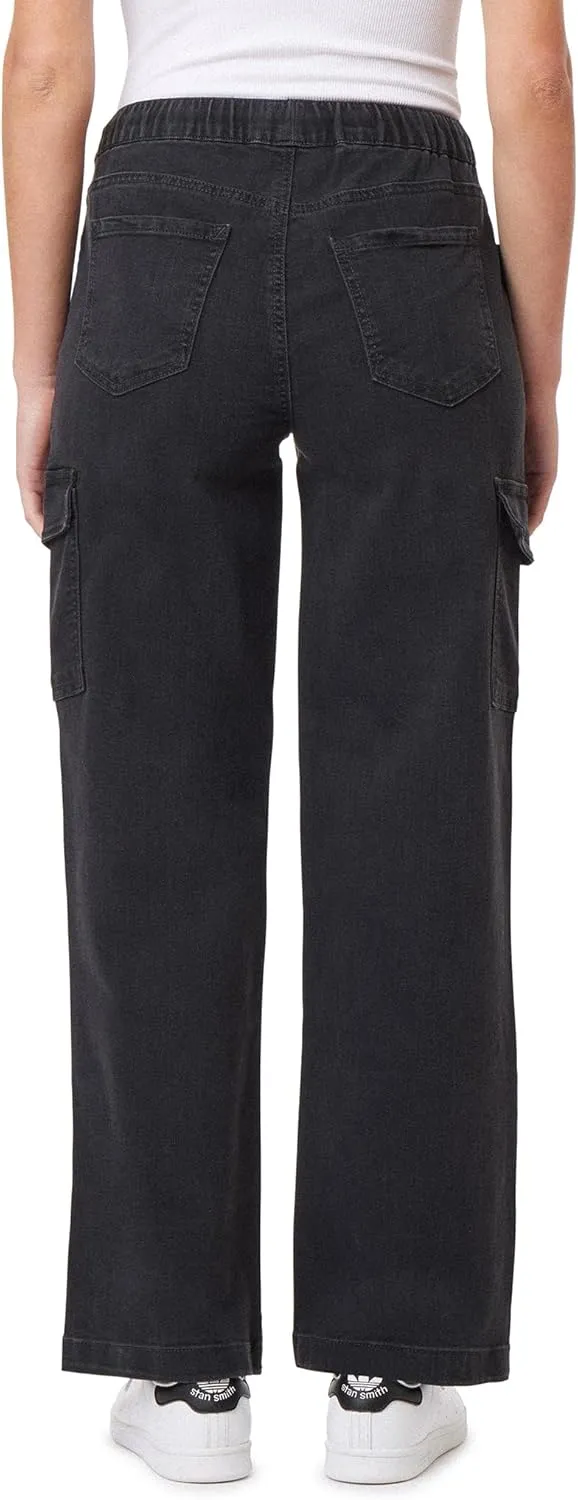 WallFlower Women's Tomboy Relaxed Cargo Denim Mid-Rise Insta Stretch Juniors Jeans