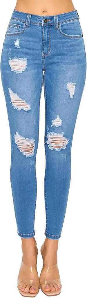 WAX JEAN Women's Butt I Love You Push-Up Destructed Modal Basic Skinny Jeans