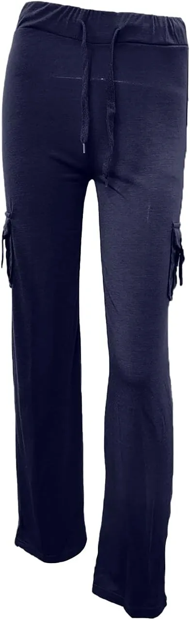 Wide Leg Yoga Pants for Women Stretchy Plus Size Cargo Pants High Waisted Baggy Cargo Sweatpants with Pockets