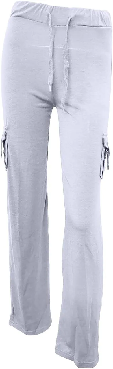 Wide Leg Yoga Pants for Women Stretchy Plus Size Cargo Pants High Waisted Baggy Cargo Sweatpants with Pockets