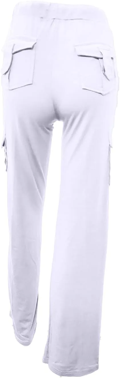Wide Leg Yoga Pants for Women Stretchy Plus Size Cargo Pants High Waisted Baggy Cargo Sweatpants with Pockets
