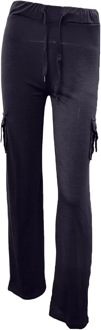 Wide Leg Yoga Pants for Women Stretchy Plus Size Cargo Pants High Waisted Baggy Cargo Sweatpants with Pockets