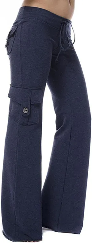 Wide Leg Yoga Pants for Women Stretchy Plus Size Cargo Pants High Waisted Baggy Cargo Sweatpants with Pockets