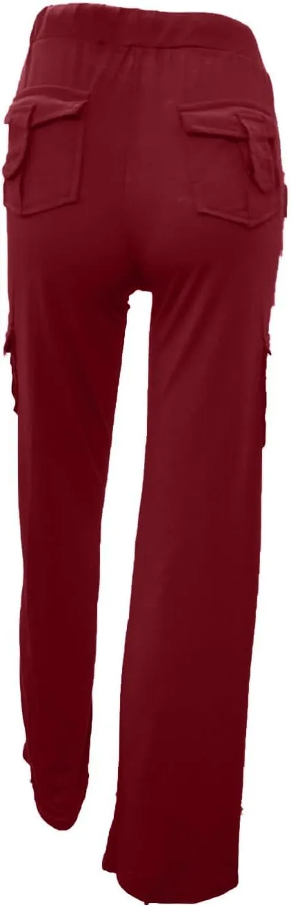 Wide Leg Yoga Pants for Women Stretchy Plus Size Cargo Pants High Waisted Baggy Cargo Sweatpants with Pockets
