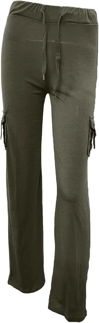 Wide Leg Yoga Pants for Women Stretchy Plus Size Cargo Pants High Waisted Baggy Cargo Sweatpants with Pockets
