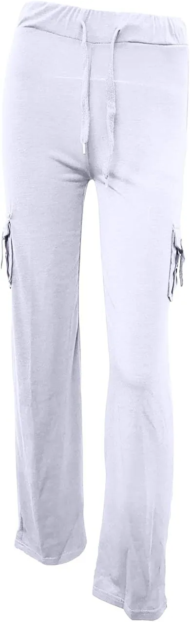 Wide Leg Yoga Pants for Women Stretchy Plus Size Cargo Pants High Waisted Baggy Cargo Sweatpants with Pockets