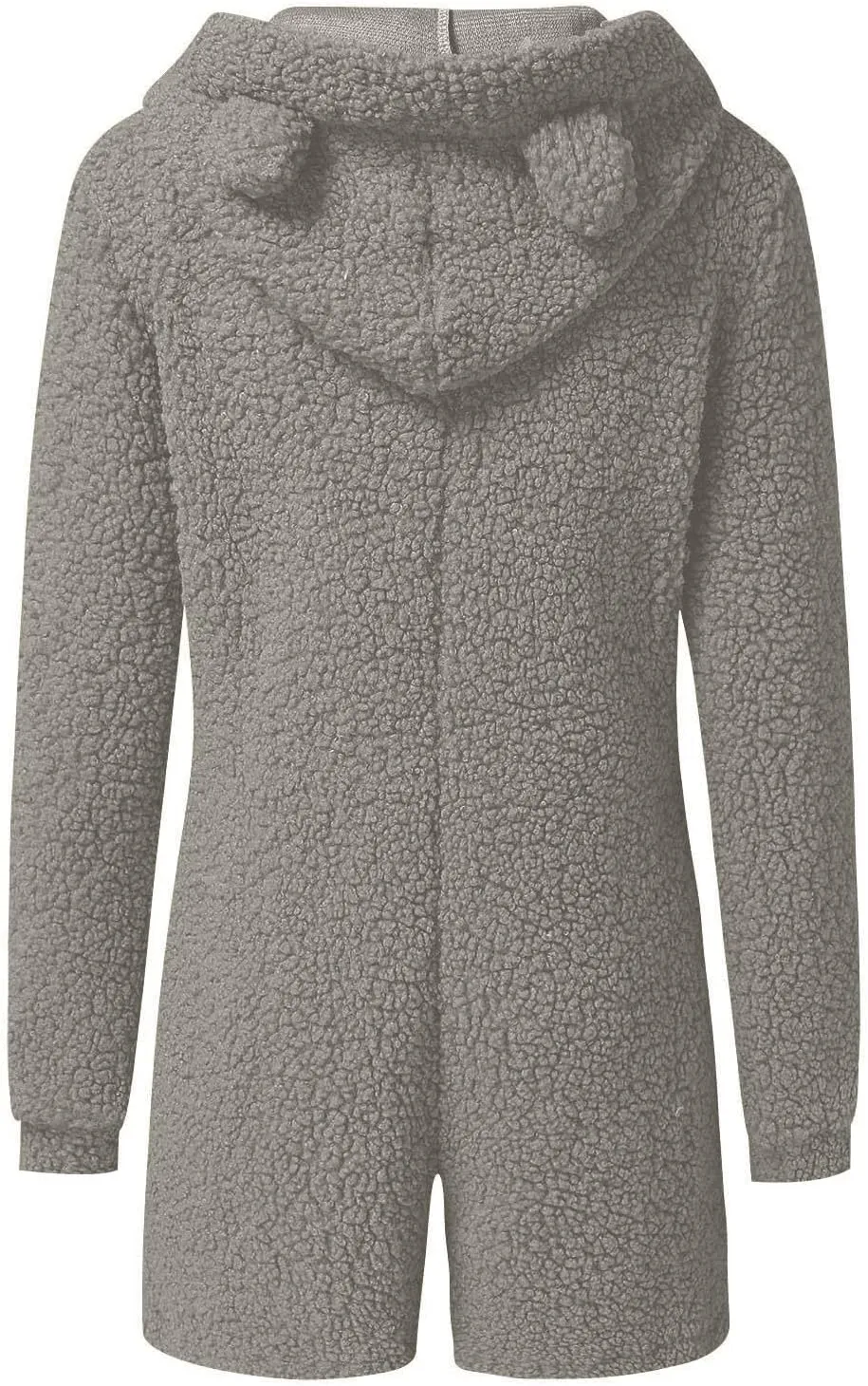 Women Plush Hooded Rompers Girls Cute Fuzzy Fleece Jumpsuit Casual Winter Warm Outfits Loungewear Homewear