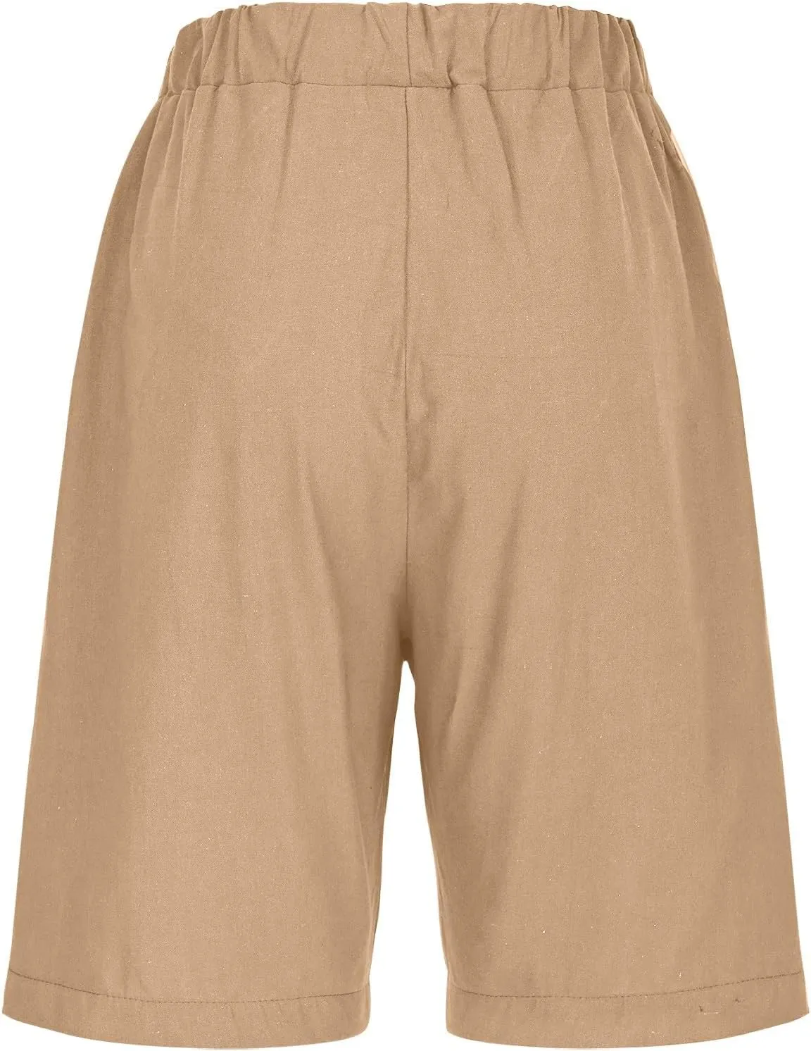 Women Summer Long Shorts Casual Elastic Waist Baggy Bermuda with Pocket, Women's Comfort Wide Leg Short Pants
