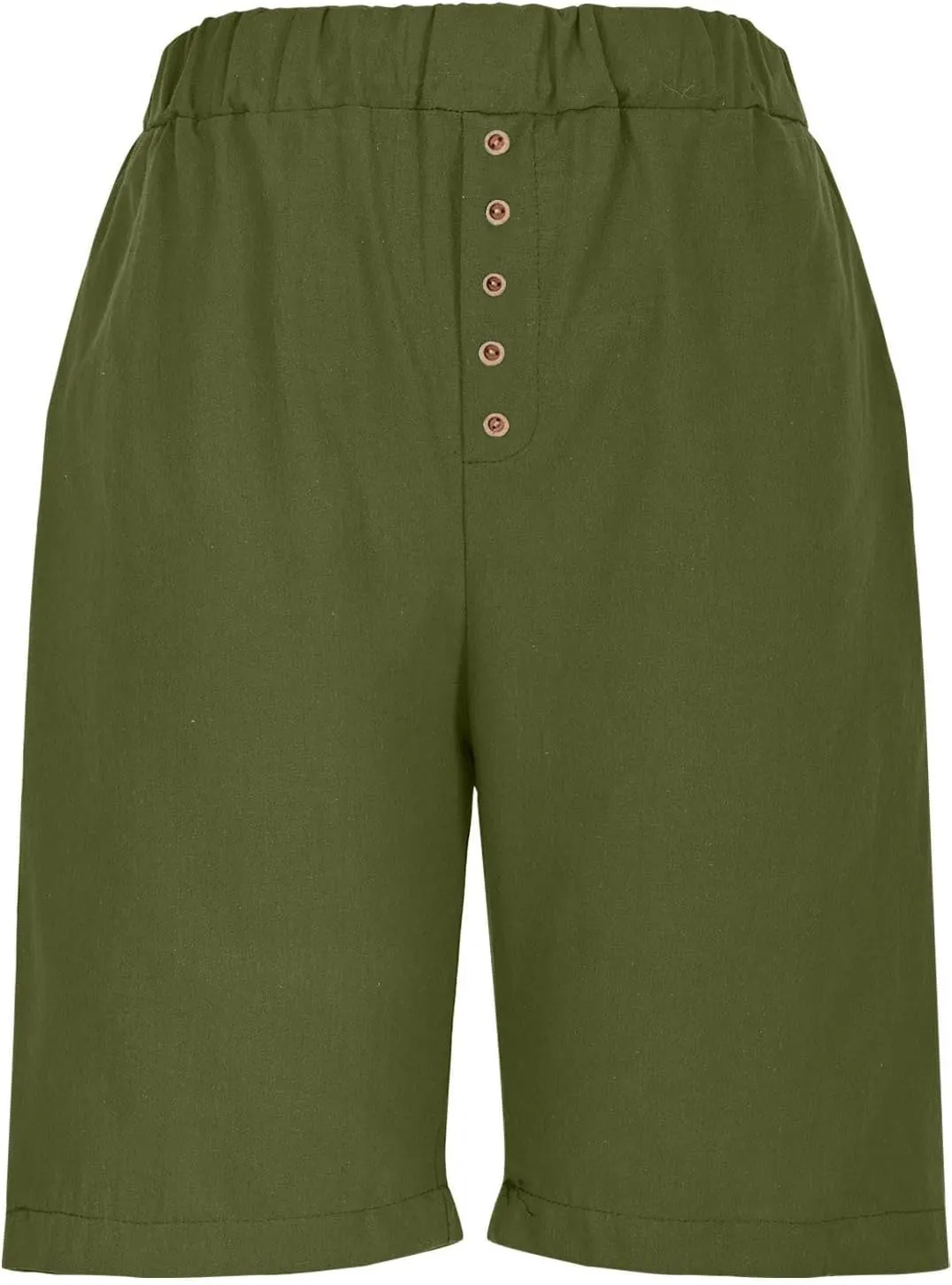 Women Summer Long Shorts Casual Elastic Waist Baggy Bermuda with Pocket, Women's Comfort Wide Leg Short Pants