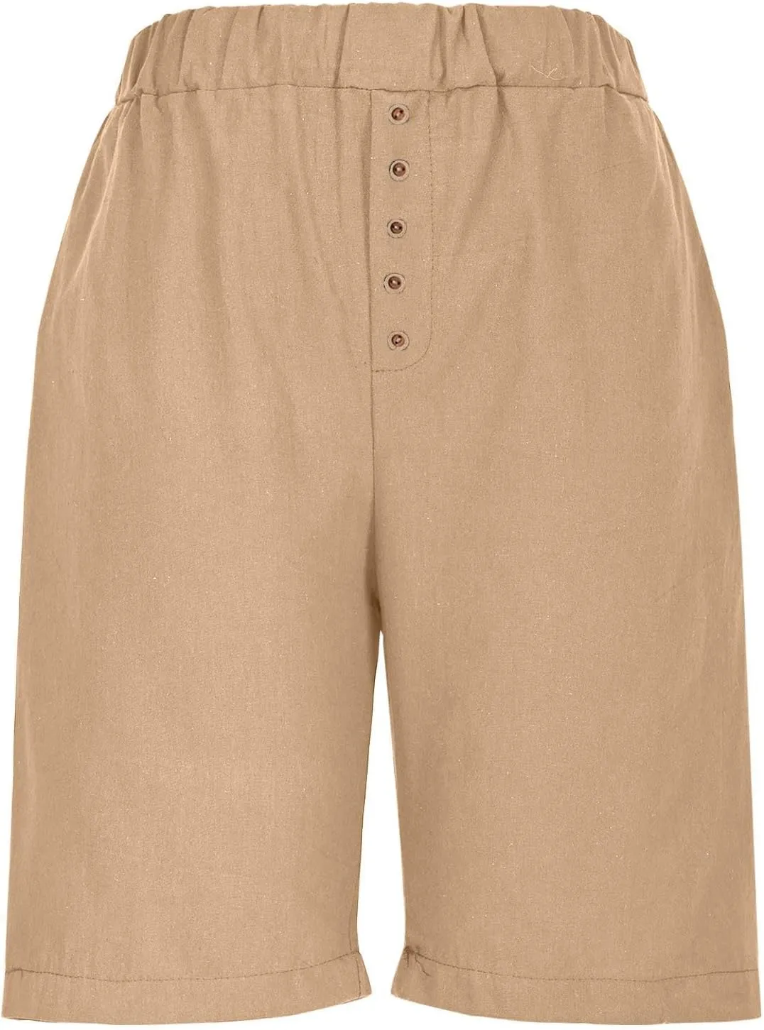 Women Summer Long Shorts Casual Elastic Waist Baggy Bermuda with Pocket, Women's Comfort Wide Leg Short Pants