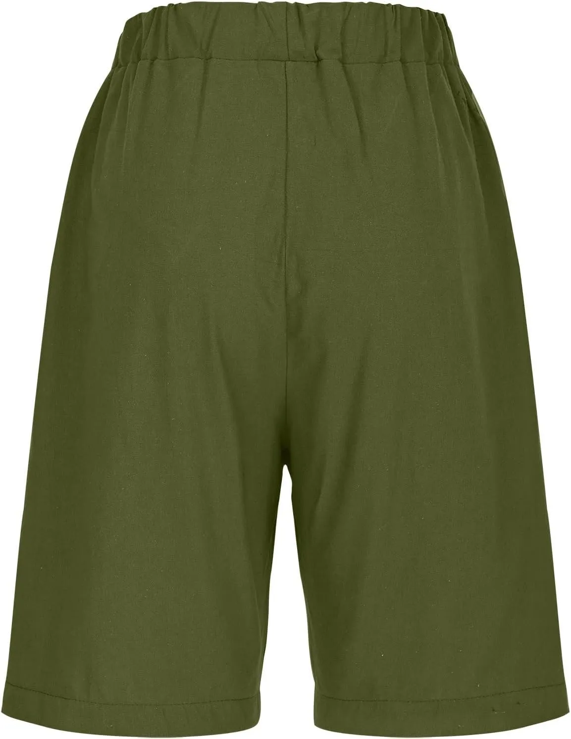 Women Summer Long Shorts Casual Elastic Waist Baggy Bermuda with Pocket, Women's Comfort Wide Leg Short Pants