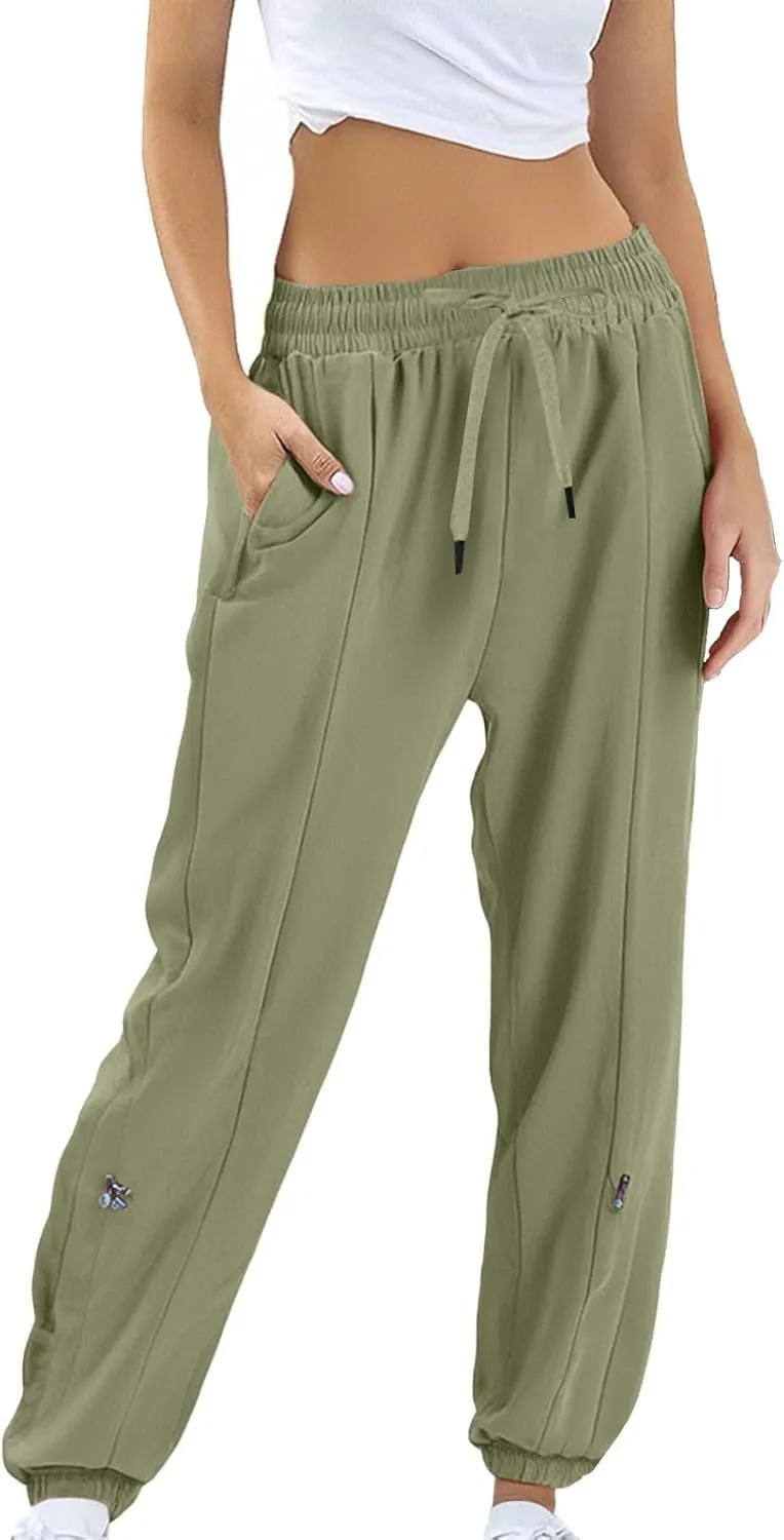 Women Sweatpants Joggers Long High Waisted Y2k Baggy Pants Trendy Lounge Athletic Bottom Trouser with Pockets