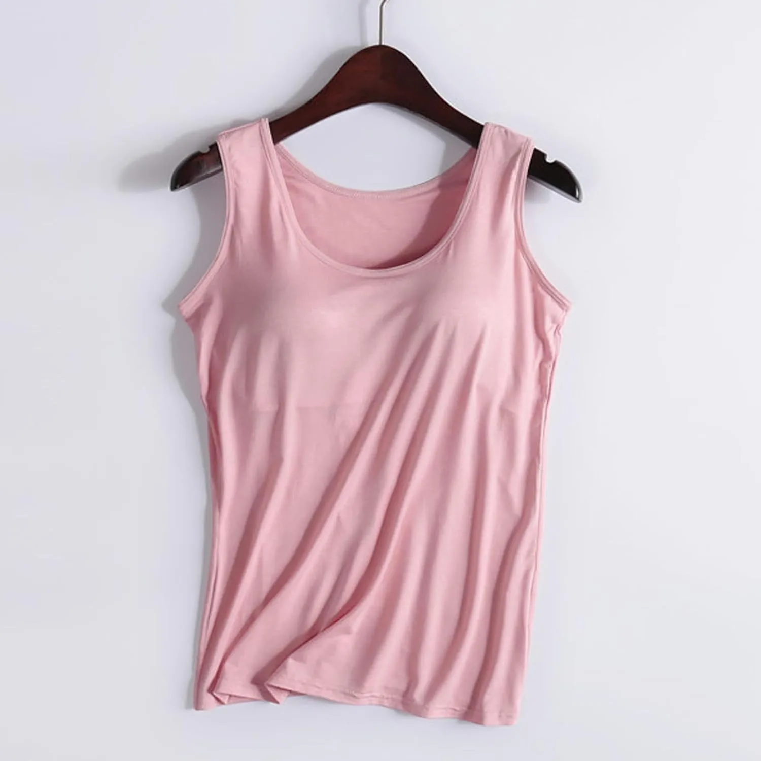 Women Tank Tops with Built in Bra Casual Modal Undershirt Summer Basic Padded Yoga Shirt Shelf Bras Workout Camisole