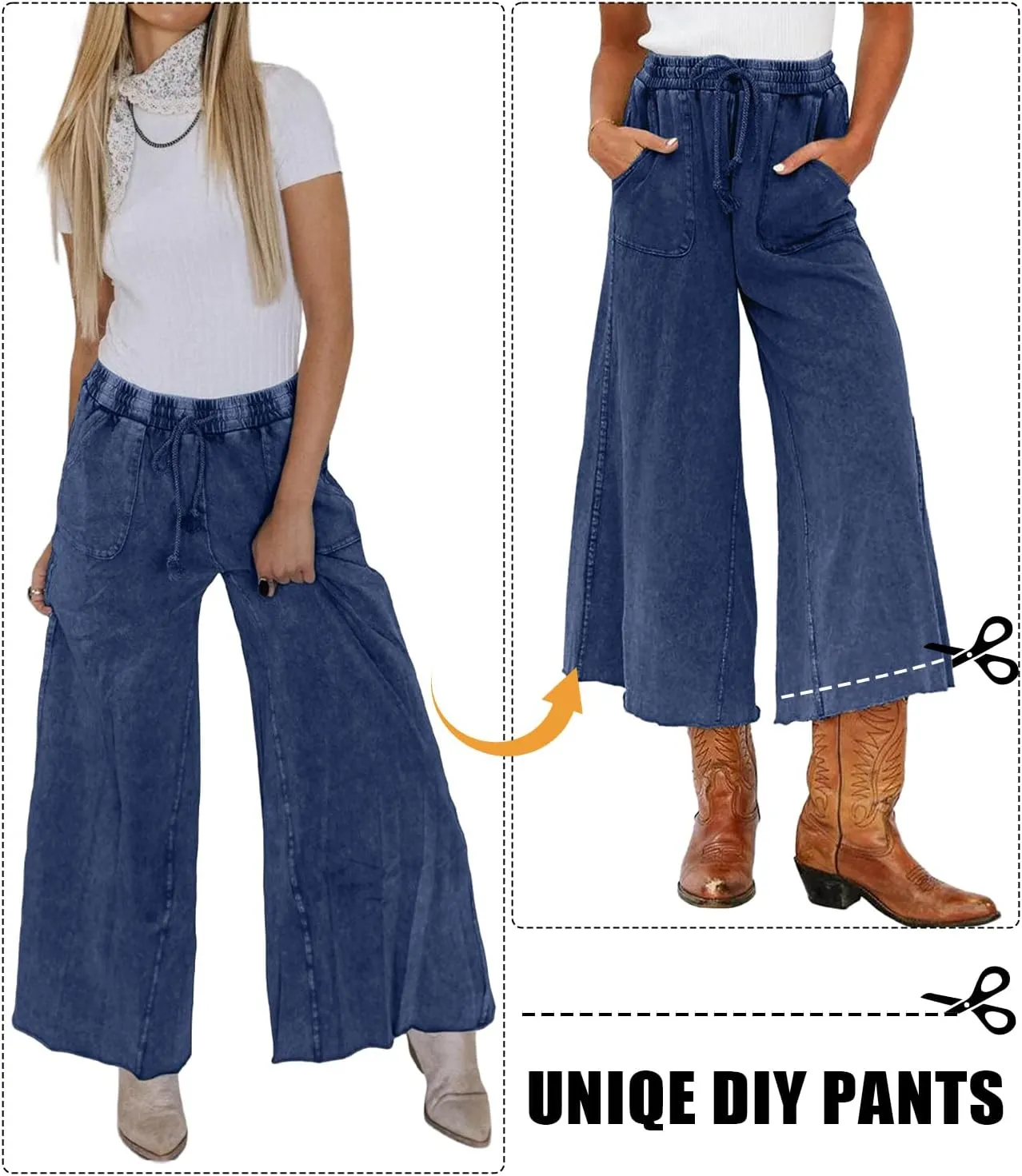 Women Wide Leg Sweatpants Jeans High Waist Baggy Trouser Loose Boyfriend Denim Pants Y2K
