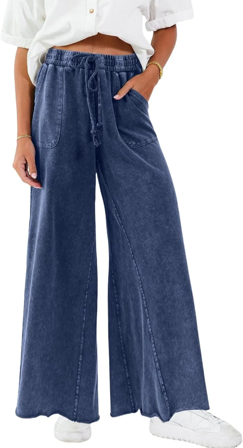 Women Wide Leg Sweatpants Jeans High Waist Baggy Trouser Loose Boyfriend Denim Pants Y2K