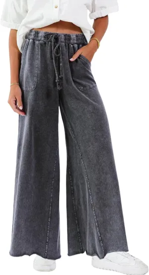 Women Wide Leg Sweatpants Jeans High Waist Baggy Trouser Loose Boyfriend Denim Pants Y2K