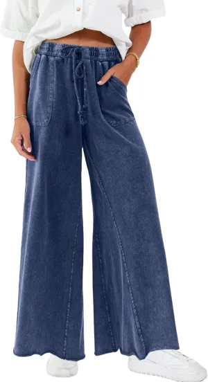 Women Wide Leg Sweatpants Jeans High Waist Baggy Trouser Loose Boyfriend Denim Pants Y2K