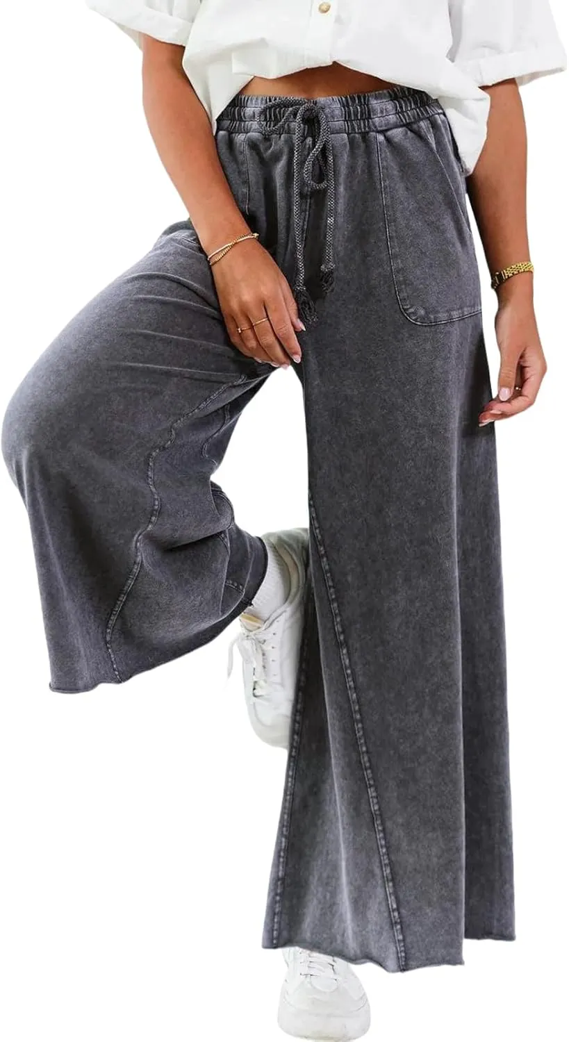 Women Wide Leg Sweatpants Jeans High Waist Baggy Trouser Loose Boyfriend Denim Pants Y2K