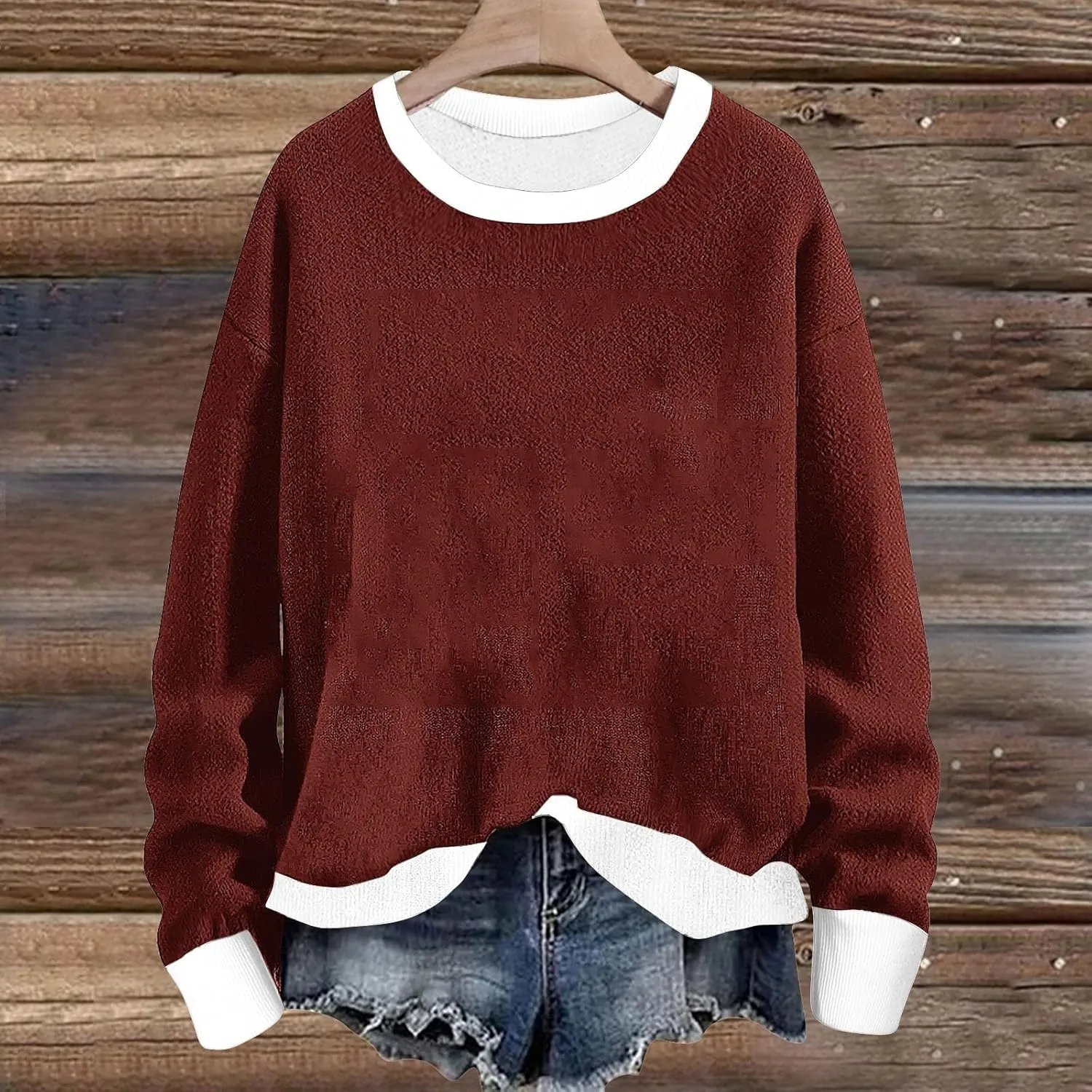Women Winter Warm Sherpa Lined Fleece Crewneck Sweatshirt Pullover Loungewear Tunic Tops Fashion Going Out Clothes