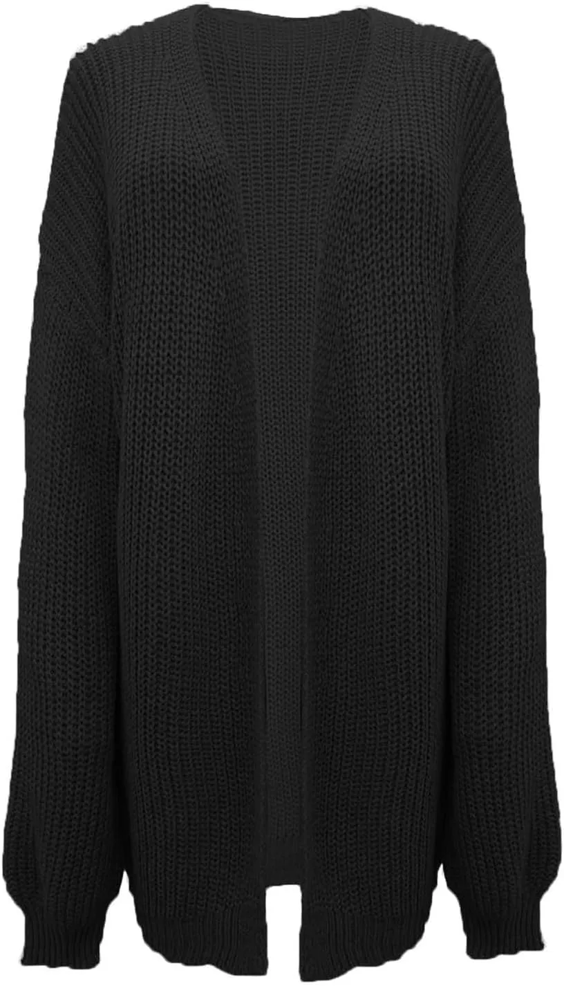 Womens Cardigan Sweater Business Casual Chunky Knit Sweater Jacket Loungewear Baggy Long Sleeve Open Front Cardigan