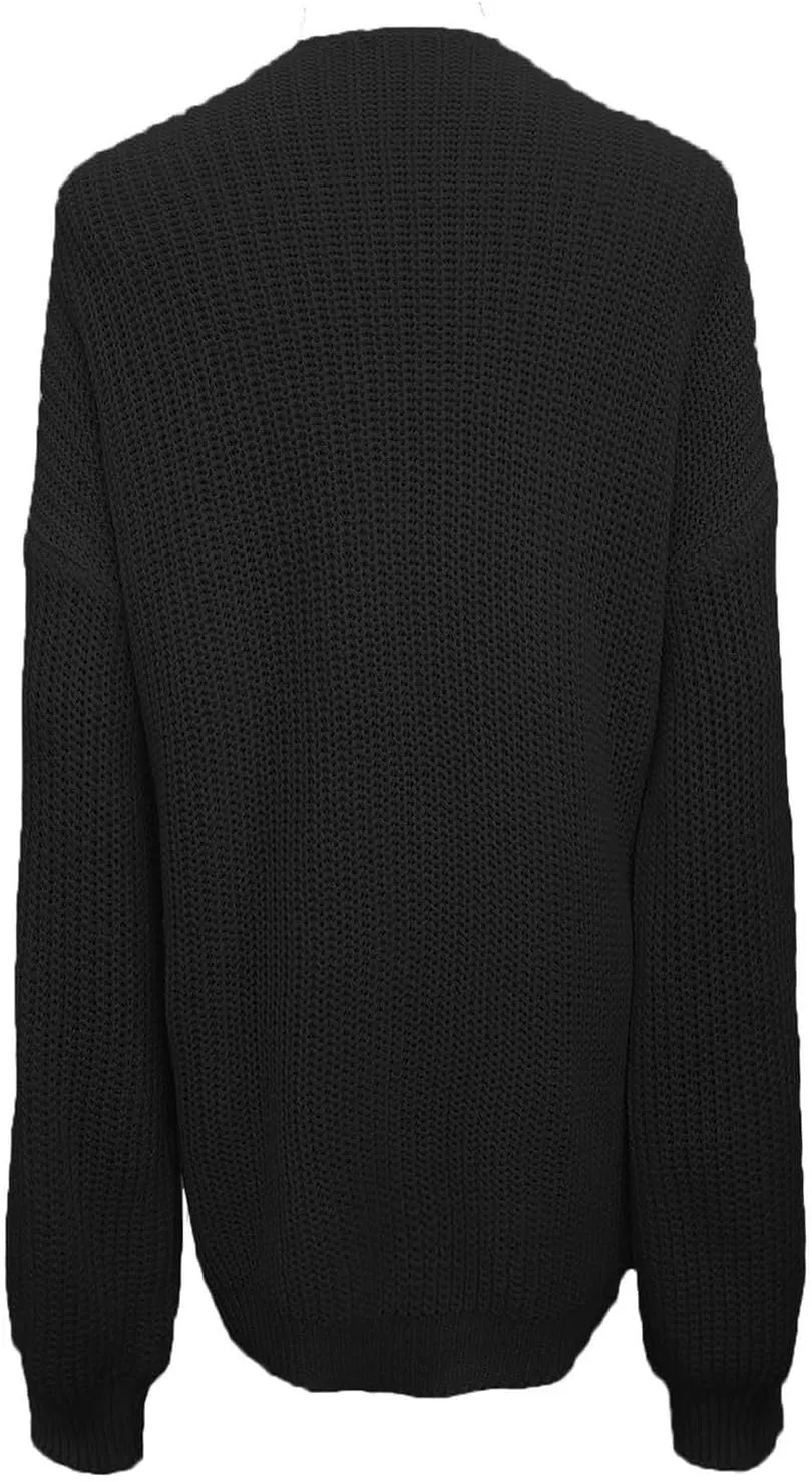 Womens Cardigan Sweater Business Casual Chunky Knit Sweater Jacket Loungewear Baggy Long Sleeve Open Front Cardigan