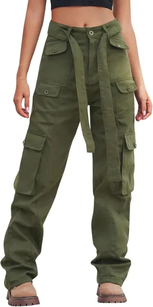 Womens Cargo Pants with Pockets Plus Size Hiking Pants Stretchy Combat Pants Casual Pants Fashion Streetwear