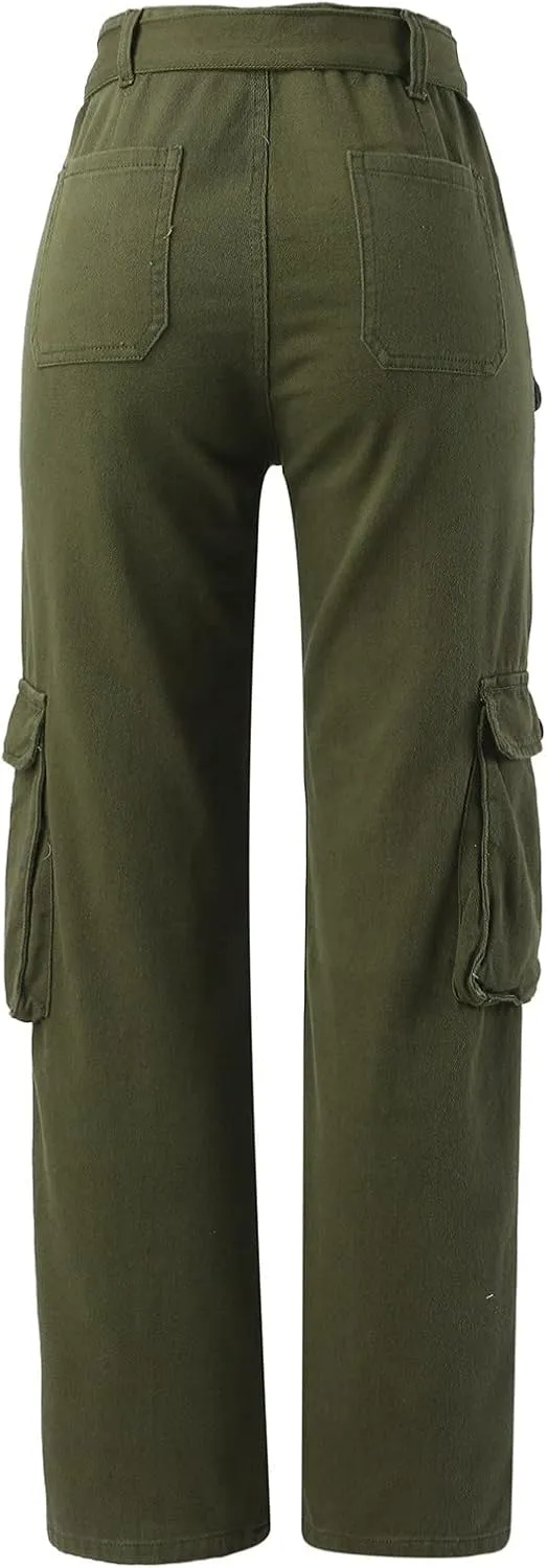 Womens Cargo Pants with Pockets Plus Size Hiking Pants Stretchy Combat Pants Casual Pants Fashion Streetwear